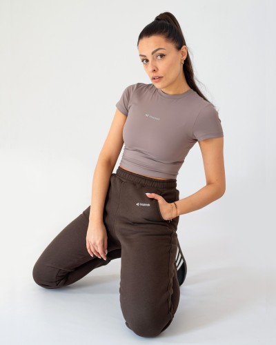Damski sportowy Crop Top Premium Mocca - Inspeek