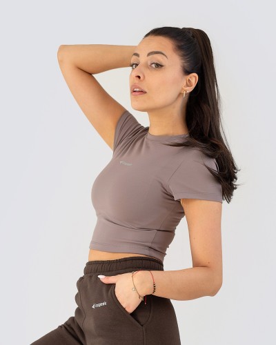 Damski sportowy Crop Top Premium Mocca - Inspeek