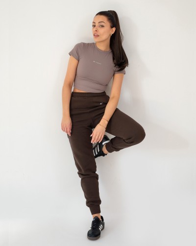 Damski sportowy Crop Top Premium Mocca - Inspeek